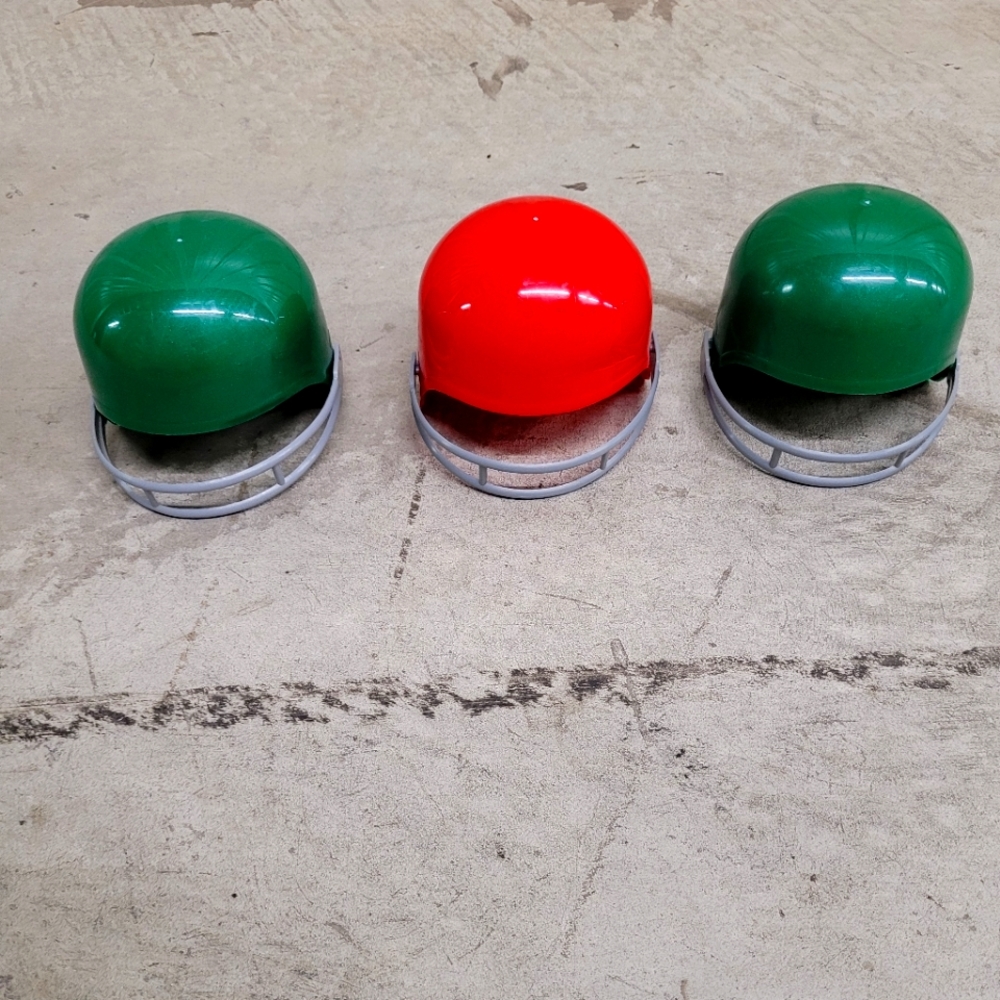 Set of 3 Mini red and green football helmet snack / ice cream bowls